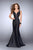 La Femme Gigi - Sleeveless V-neck Long Ruffled Mermaid Dress 24555SC Winter Formals and Balls 4 / Black