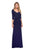 La Femme - Plunging V-Neck Ruched Evening Gown 26955SC Evening Dresses 12 / Navy