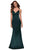 La Femme - Sleeveless V-Neck Fitted Satin Long Dress 29960SC - 1 pc Nude In Size 4 Available Prom Dresses 6 / Dark Emerald