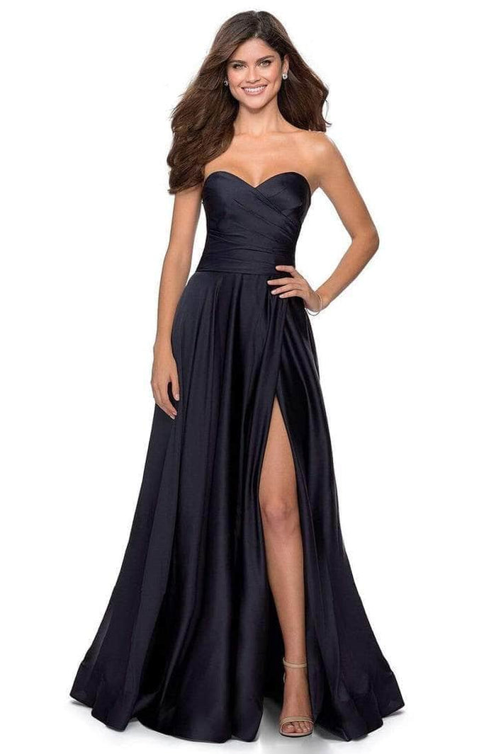 La Femme - Sweetheart Ruched Bodice A-Line Dress 28608SC Prom Dresses 00 / Navy