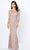 La Valleta LV22101 - Beaded Square Neck Evening Dress Special Occasion Dress XS / Vintage Rose/Gold