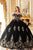 Ladivine 15701 - Ruffled Off Shoulder Ballgown Ball Gowns S / Black-Gold