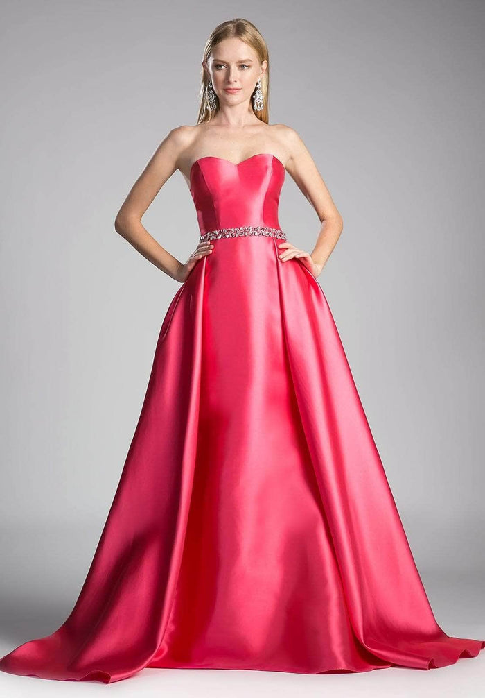 Ladivine 455 - Strapless Silk Beaded Belt and Overskirt Evening Dress Evening Dresses 2 / Guava