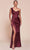 Ladivine 7448 - One Shoulder Satin Long Gown Bridesmaid Dresses 4 / Burgundy