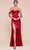 Ladivine 7448 - One Shoulder Satin Long Gown Bridesmaid Dresses 4 / Red