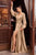 Ladivine 7475 - Split Sleeve Satin Evening Gown Prom Dresses 16 / Nude