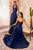 Ladivine 7496 - Keyhole Strapless Satin A-line Gown Prom Dresses 2 / Navy