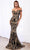 Ladivine 9234 - Off Shoulder Gold Sequin Prom Gown Special Occasion Dress 8 / Black Gold