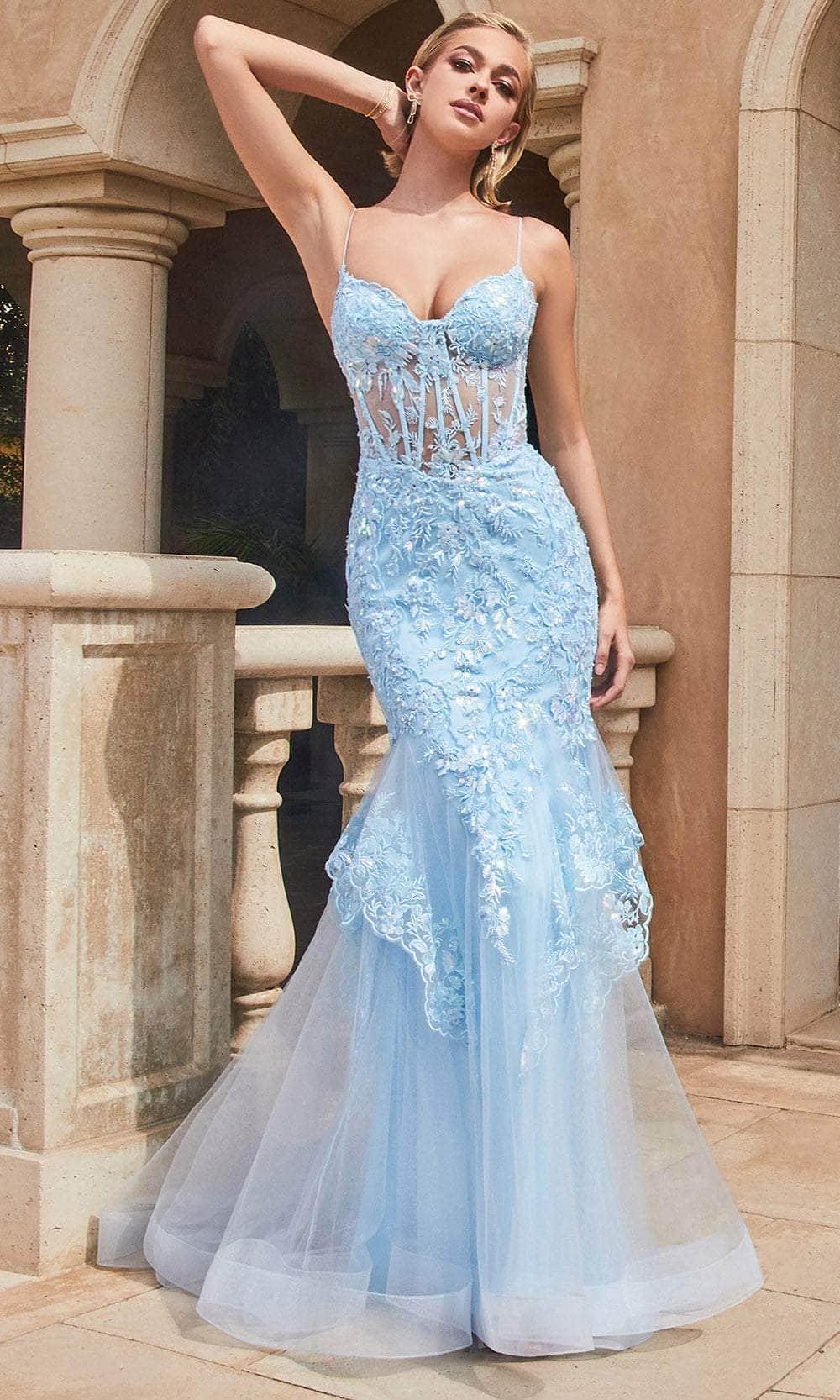 Ladivine 9316 - Sleeveless Sheer Corset Embroidered Prom Gown – Couture  Candy