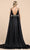 Ladivine A0065 - Caped with Satin High Slit Evening Dress Evening Dresses