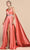 Ladivine A0065 - Caped with Satin High Slit Evening Dress Evening Dresses