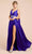 Ladivine A0065 - Caped with Satin High Slit Evening Dress Evening Dresses