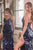 Ladivine B1141 - Sparkling Pailette Sheath Gown Prom Dresses 2 / Navy