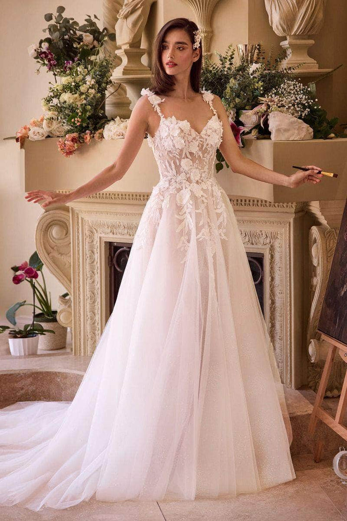 Ladivine Bridal CDS498W - Appliques A-Line Bridal Dress Bridal Dresses 2 / Off White-Nude