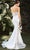 Ladivine Bridals - CD937W Plunging Neck Lace Apllique Bridal Gown Wedding Dresses 4 / Off White