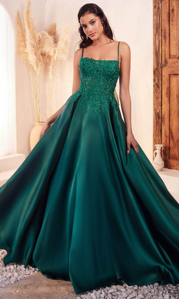 Ladivine C145 - Straight-Across Sleeveless Ballgown Ball Gowns 2 / Emerald