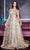 Ladivine CB068 - Metallic Lace V-Neck Prom Gown Prom Dresses 14 / Champagne