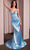 Ladivine CC2397 - Cutout Corset Long Gown Prom Dresses 0 / Light Blue