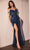 Ladivine CC324 - Off-Shoulder Fringe Evening Dress Prom Dresses 2 / Navy