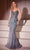 Ladivine CC416 - Bead Embellished V-Neck Evening Dress Cocktail Dresses 0 / Smoky Blue