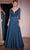 Ladivine CC446 - Beaded Plunging V-Neck Evening Dress Mother of the Bride Dresses 0 / Peacock