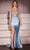 Ladivine CC8868 - Beaded Satin Gown Prom Dresses 0 / Light Blue