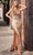 Ladivine CD0106 - V-Neck Sequin Evening Dress Evening Dresses 0 / Gold