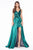 Ladivine CD0151 - Metallic A-Line Dress Evening Dresses Evening Dresses XXS / Emerald