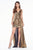 Ladivine CD0151 - Metallic A-Line Dress Evening Dresses Evening Dresses XXS / Gold