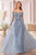 Ladivine CD0172 - Long Sleeve Applique Evening Gown Prom Dresses S / Smoky Blue