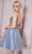 Ladivine CD0190 - Lace Bodice Cocktail Dress Cocktail Dresses XS / Smoky Blue