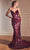 Ladivine CD0199 - Strapless Leaf Motif Prom Gown Prom Dresses XXS / Black-Red