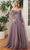 Ladivine CD0204 - Illusion Cape Sleeve Prom Dress Prom Dresses XS / English Violet