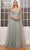 Ladivine CD0204 - Illusion Cape Sleeve Prom Dress Prom Dresses XS / Sage