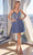 Ladivine CD0226 - Mid-Thigh A-Line Cocktail Dress Cocktail Dresses 2 / Smoky Blue