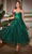 Ladivine CD275T - Strapless Glitter Tea-Length Dress Cocktail Dresses 2 / Emerald