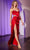 Ladivine CD375 - Crystal Bead Sheath Evening Dress Prom Dresses 0 / Red