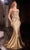 Ladivine CD776 - Illusion V-Neck Long Gown Prom Dresses 0 / Gold