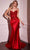 Ladivine CD776 - Illusion V-Neck Long Gown Prom Dresses 0 / Red