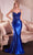 Ladivine CD776 - Illusion V-Neck Long Gown Prom Dresses 0 / Royal