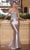 Ladivine CD776 - Illusion V-Neck Long Gown Prom Dresses 0 / Silver