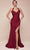 Ladivine CD796 - Halter Ruched Bodice Prom Dress Prom Dresses 2 / Burgundy