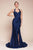 Ladivine CD796C - Ruched Halter Long Gown Bridesmaid Dresses 16 / Navy