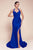 Ladivine CD796C - Ruched Halter Long Gown Bridesmaid Dresses 16 / Royal