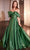 Ladivine CD801 - Off Shoulder Pleated Ballgown Ball Gowns 4 / Emerald