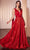 Ladivine CD802 - Metallic Plunging Neckline Prom Dress Prom Dresses 4 / Red