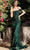 Ladivine CD980 - Foldover Asymmetric Neck Prom Gown Prom Dresses 6 / Emerald