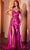 Ladivine CDS524 - Lace Applique Gown with Slit Prom Dresses 0 / Fuchsia