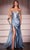 Ladivine CDS526 - Bejeweled Peekaboo Long Gown Prom Dresses 0 / Dusty Blue