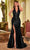 Ladivine CH048 - Pleated Plunging Halter Prom Gown Prom Dresses XXS / Black